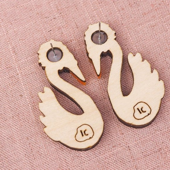 Swans Swimming Statement Earrings - Gold - Picture 3 of 3